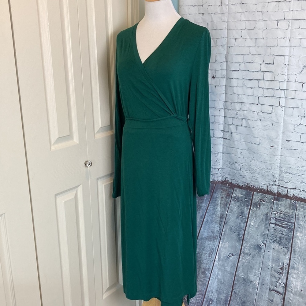 PRANA DEEP PINE HEATHER GREEN FOUNDATION LONG SLEEVE WRAP DRESS 1966871 SZ Large - Picture 8 of 16
